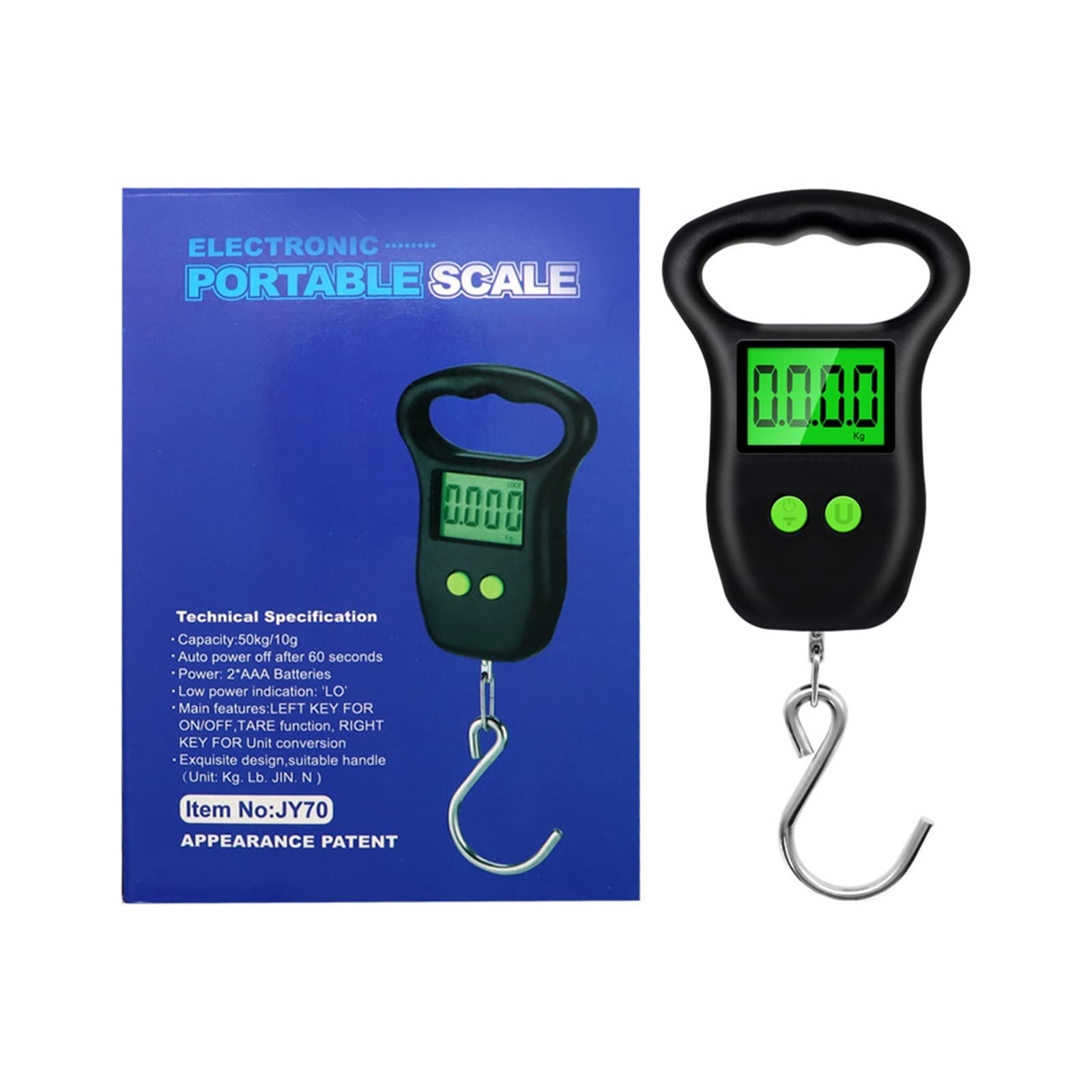 Crane Scale, Mini Electronic 50Kg 10g Hanging Scale LCD Digital Fishing Weights Pocket Luggage Scales 200kg/300kg/50KG(Silver)