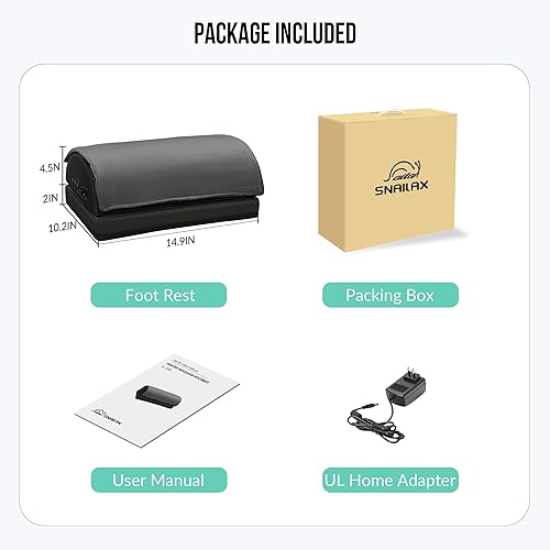 Miniatura 9 de Snailax Reposapiés debajo del escritorio en el trabajo, taburete de pie calentado debajo del escritorio con altura ajustable de doble capa,