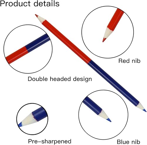 Miniatura 3 de Lápices de cheques, lápices borrables rojos y azules preafilados #2 HB para verificar mapas, pruebas de coloración y calificación (24 piezas)