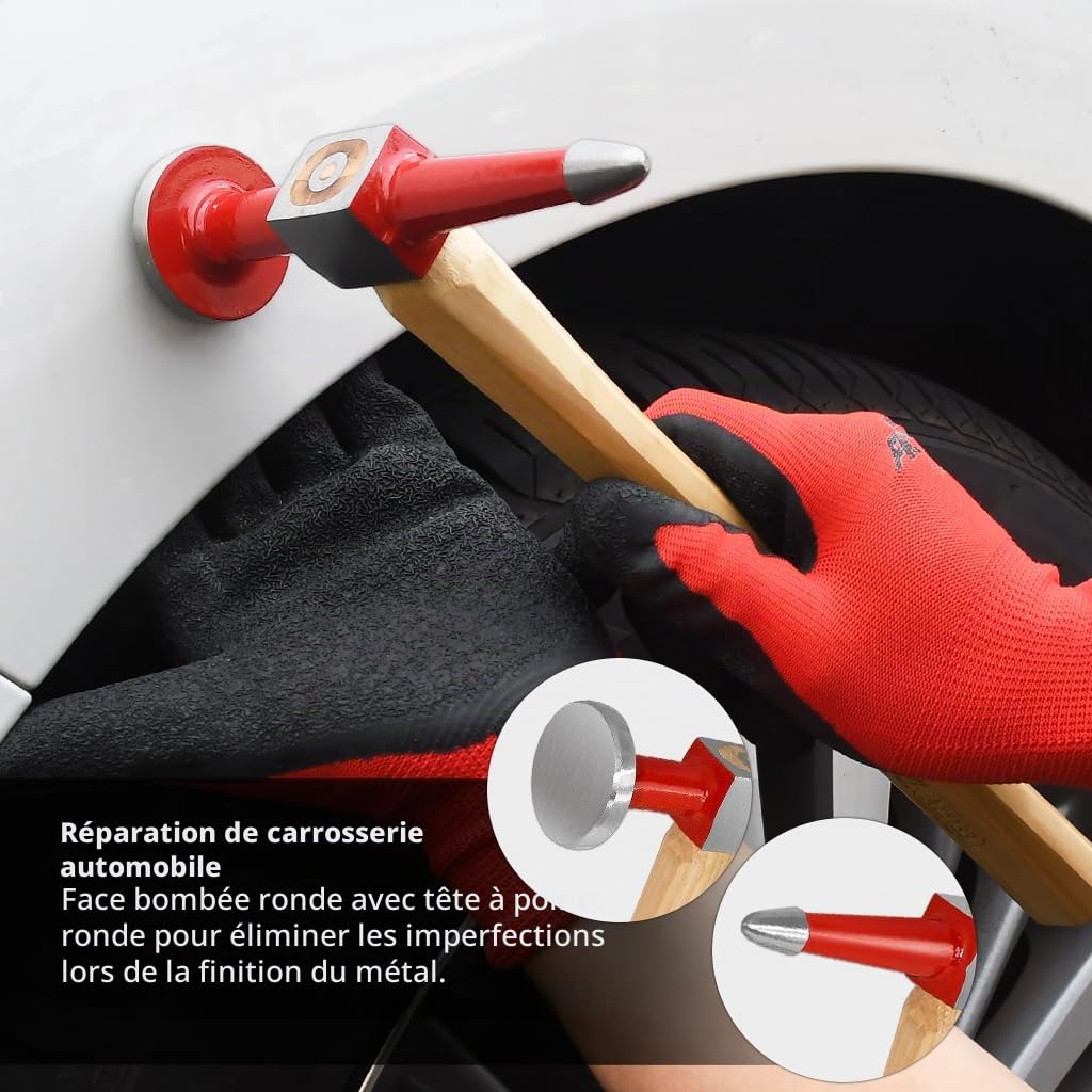 FIRSTINFO A15133 | Marteau à débosseler | Marteaux à panne ronde | panne pointue et tete ronde plate