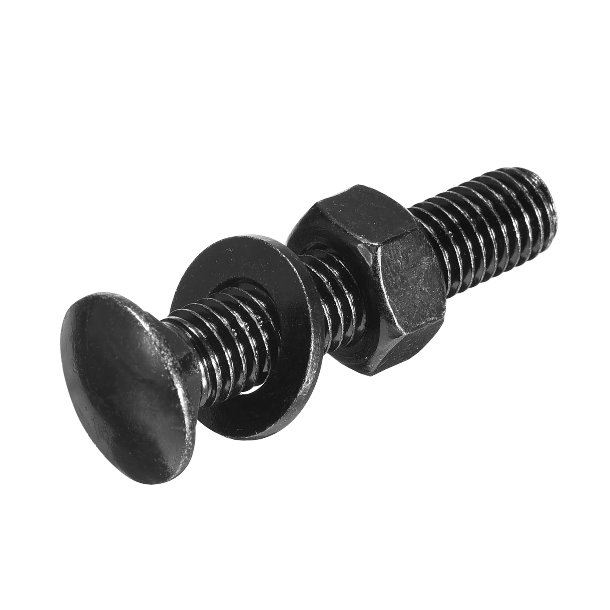 QUARKZMAN Bulloni A Testa Tonda Con Collo Quadrato M10x50mm Con Dadi E Rondelle, 25Set 304 Acciaio Inossidabile Bulloni A Collo Quadrato, Nero
