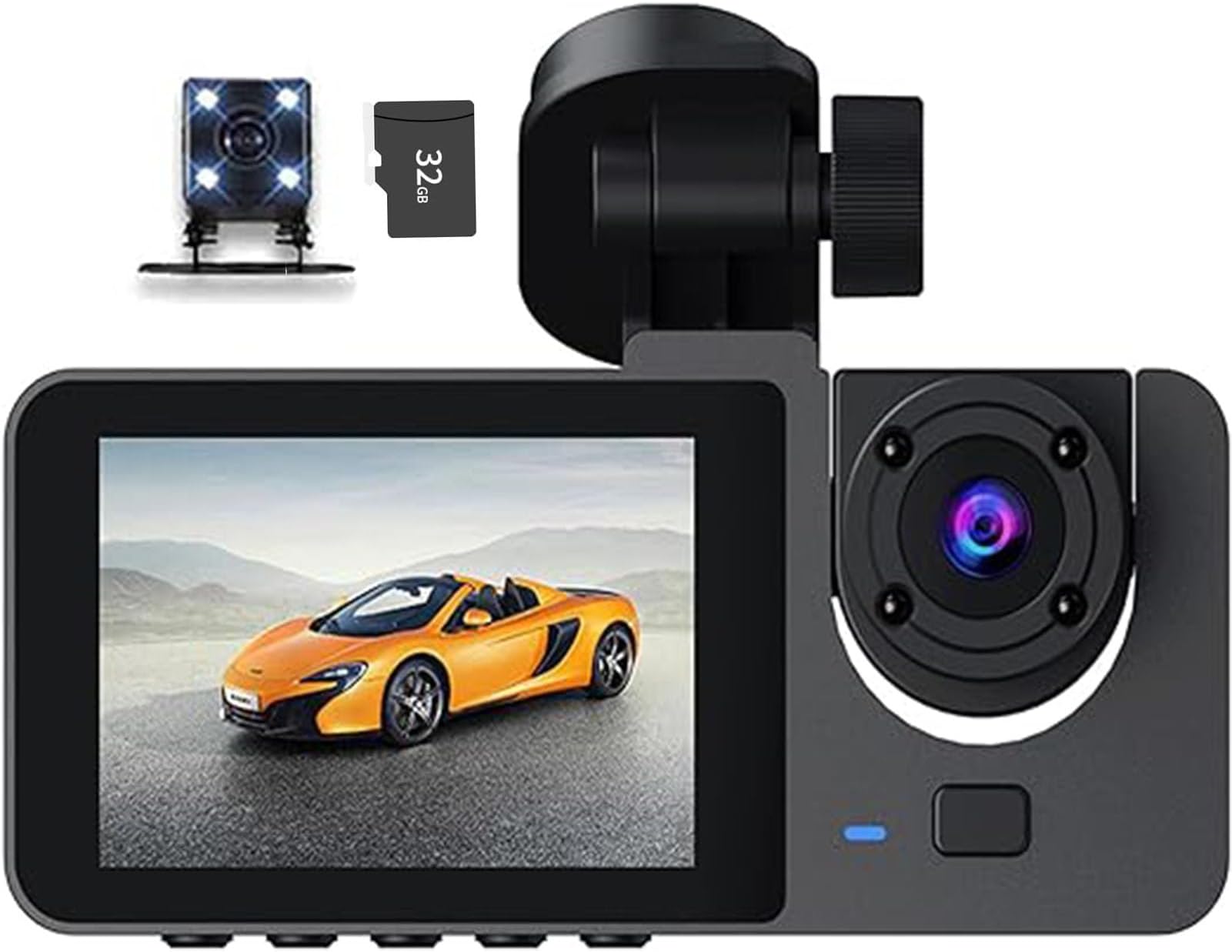 TDOO Dash Camera for Cars,3 Camera Recording, Super Night Vision Dash Cam Front and Rear with 32G SD Card, 1080P Car Dashboard Camera with G-Sensor, Parking Monitor, Loop Recording