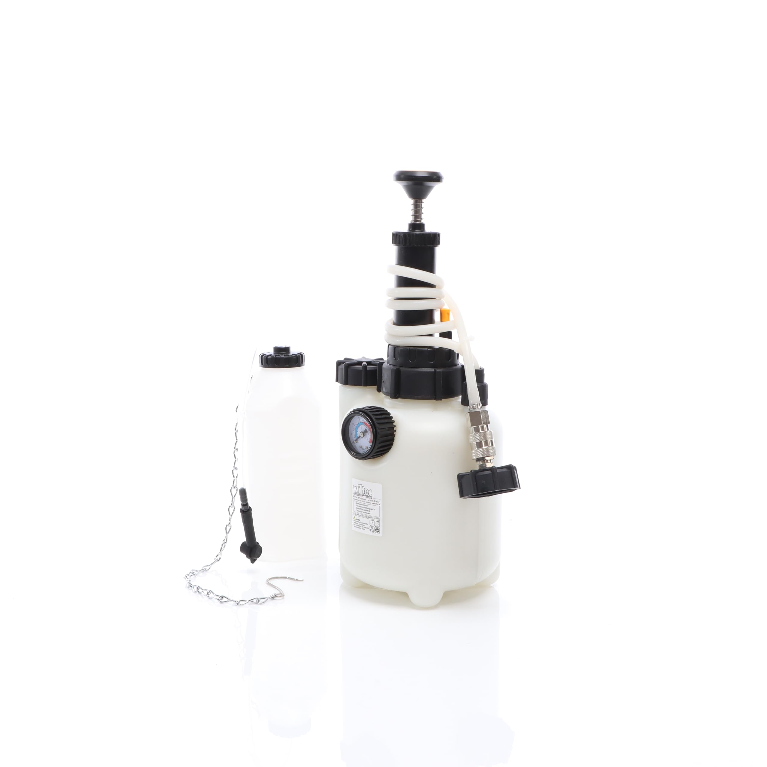 WilTec Purgador de Frenos 3l + 1l Dispositivo de Sangrado de Frenos con contenedor de succión