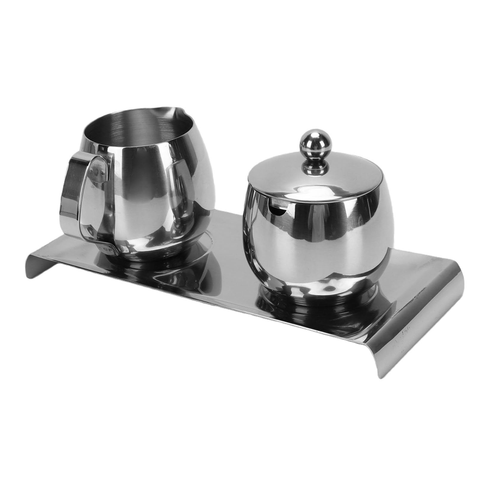 GOWENIC Jarra para Espumar Leche de Acero Inoxidable de 300 Ml, Juego de Latte Art con Bandeja para Azucarero, Boquilla Ergonómica de Precisión para café Barista, Acero Inoxidable 304