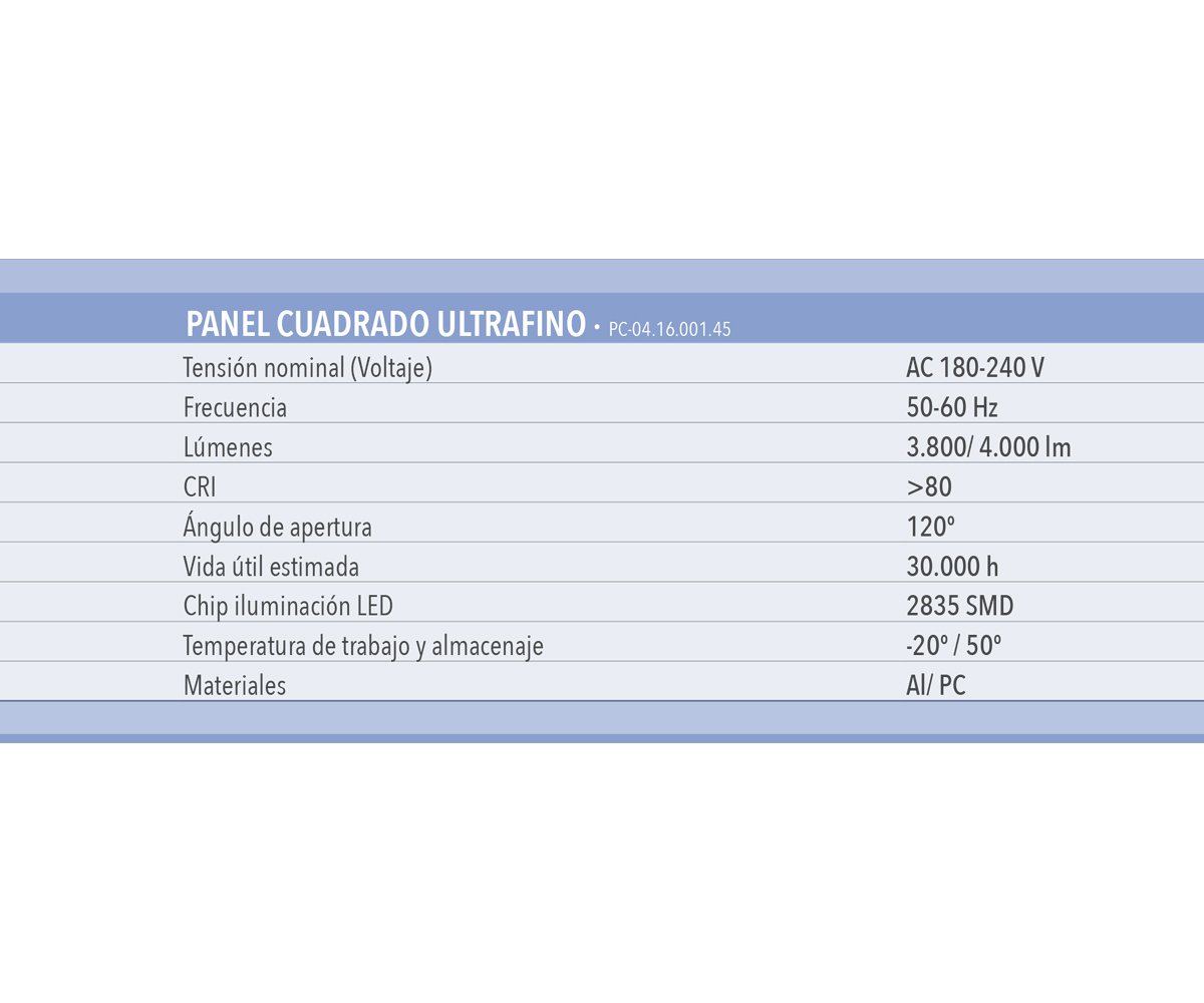 Panel LED 60cm x 60cm 45W 4000 lumens extraplano Luz fría o Neutra ideal para oficinas o zonas de estudio IP40 (Blanco frío)