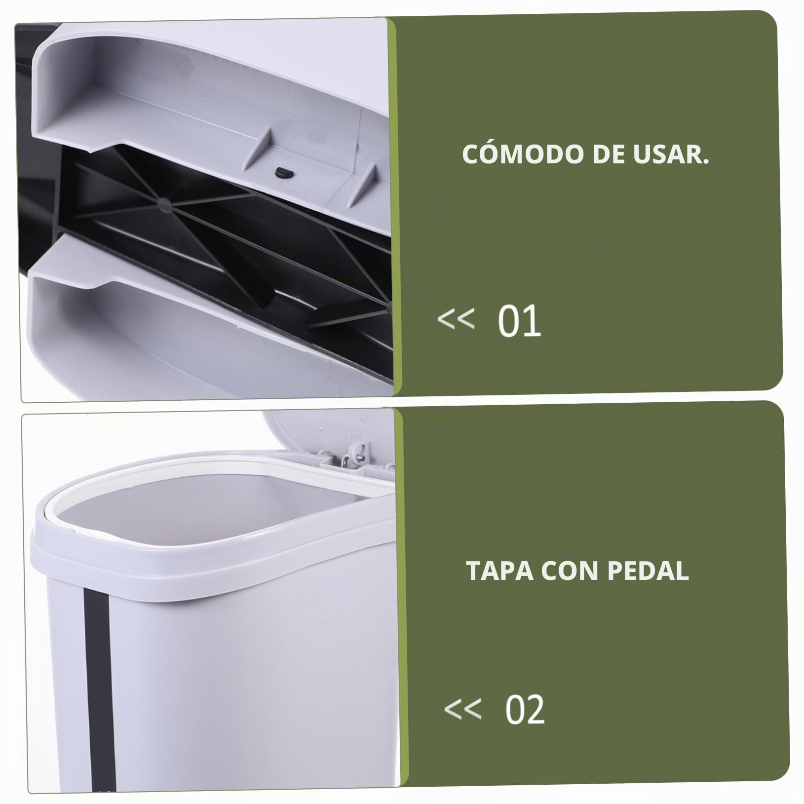 Alipis Cubo De Basura De Plástico Para Cocina Cubo De Basura Para Baño Con Pedal De Paso Para Oficina Dormitorio Hogar Hotel 10L