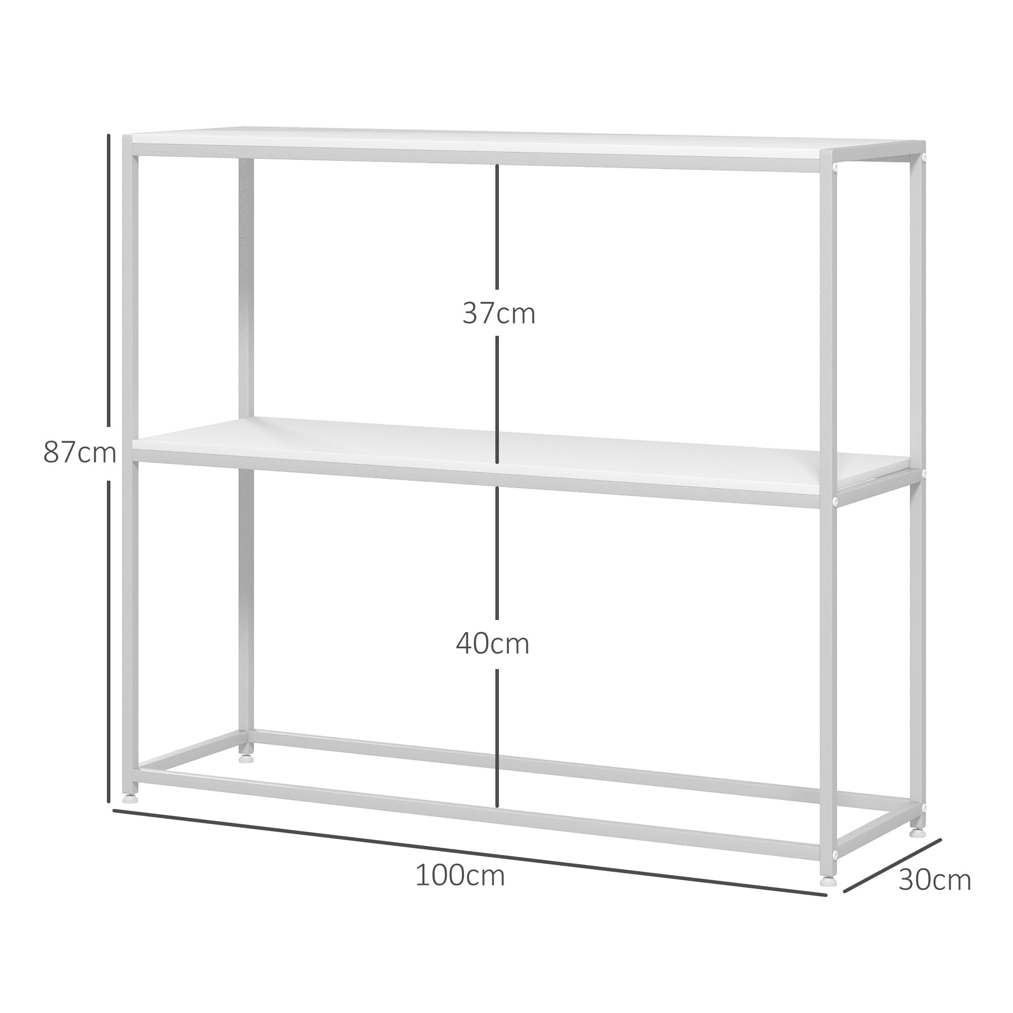 HOMCOM Tavolo Consolle Slim da Ingresso con Ripiano Aperto, Mobile Consolle in Acciaio e Truciolato, 100x30x87 cm, Bianco