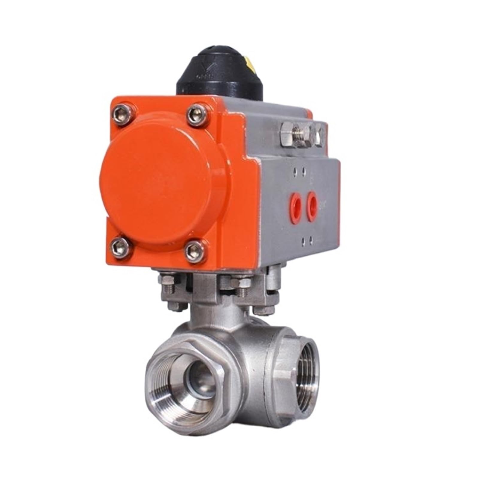 Vanne à bille pneumatique 3 voies en acier inoxydable 304 durable de 1-1/2"