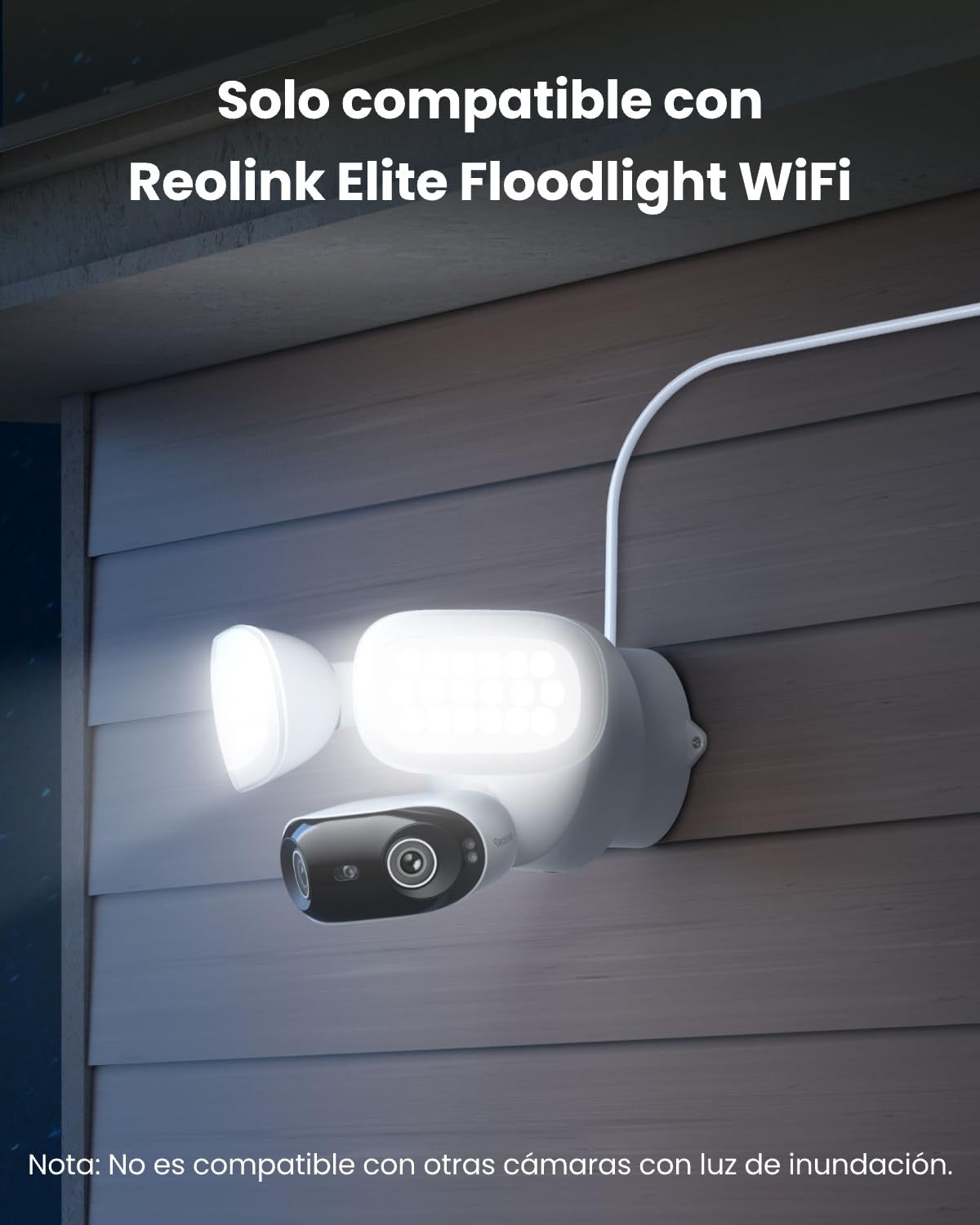 Reolink Cable Conexión con Tuerca, Adaptador Cableado Fijo a Enchufable | SOLO para Elite Floodlight WiFi, Cable Alimentación 6m/20ft con Enchufe, Resistente al Clima, DIY Fácil, RLA-PP1
