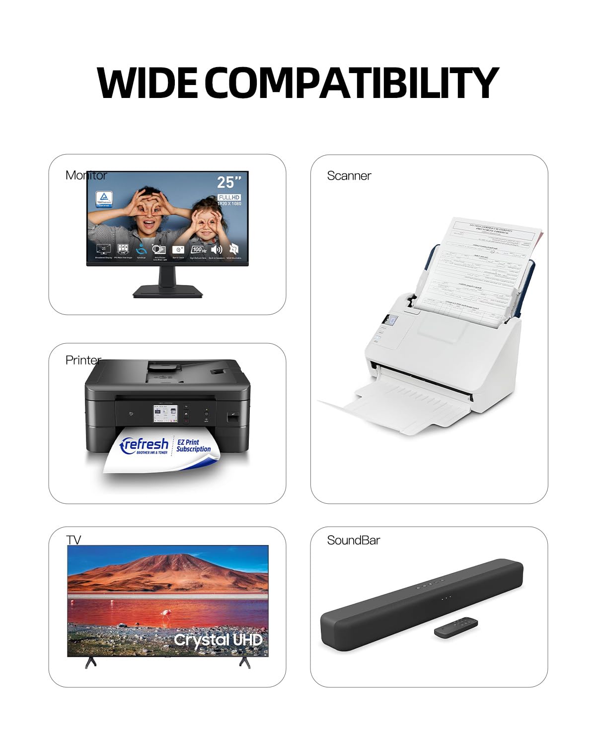 Superer Cavo di Alimentazione principale C7 da con spina EU, Compatibile con Sony PS4, PS5, Xbox X/S, per HP, Epson, Canon, Pixma, OfficeJet Pro Stampanti, per Envy 6700-1,2 M (Confezione da 2)