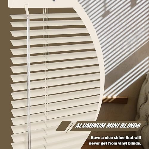 Miniatura 3 de HIDODO Mini persianas horizontales de aluminio con cable, persianas de metal impermeables anti-UV, para ventanas y hogar, 32 pulgadas de ancho x 64