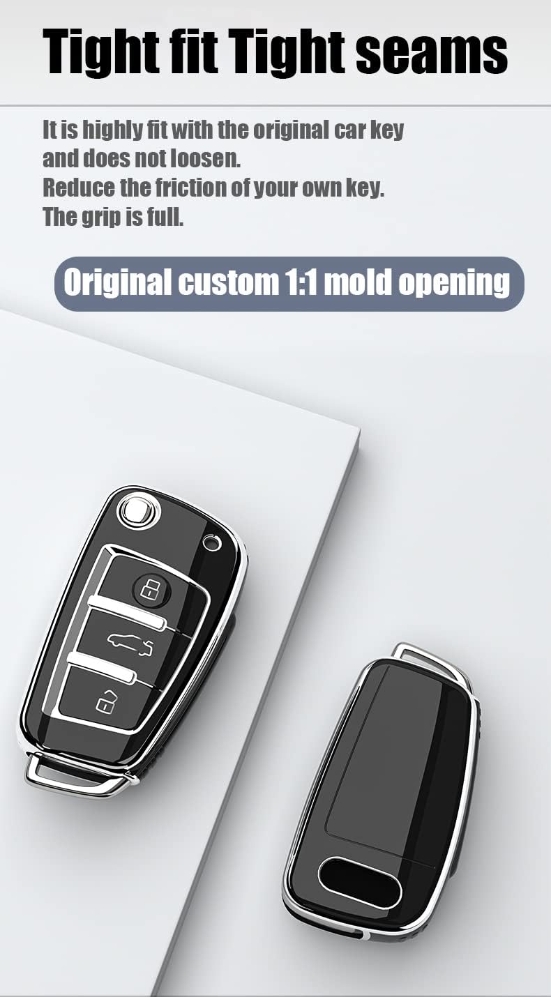 ontto Fit for Audi Flip Key Fob Cover for A1 A3 A6 Q2 Q3 Q7 Remote Case for R8 RS3 RS6 S3 360?Full Protection Car Key Holder Purple image 4