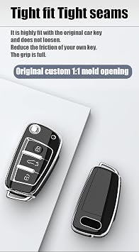 ontto Fit for Audi Flip Key Fob Cover for A1 A3 A6 Q2 Q3 Q7 Remote Case for R8 RS3 RS6 S3 360?Full Protection Car Key Holder Purple