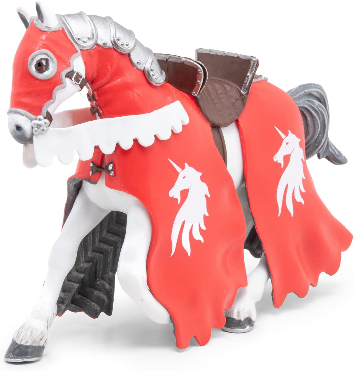39781 - Figurine - Horse of unicorn knight with spear | Creative play in the world of knights | hand-painted | a mount to proudly display and collect | gift idea for ages 3 and up