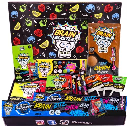 Brain Blasterz Super Sour Candy Variety Pack - 15 Pc Gift Set &amp; Kit