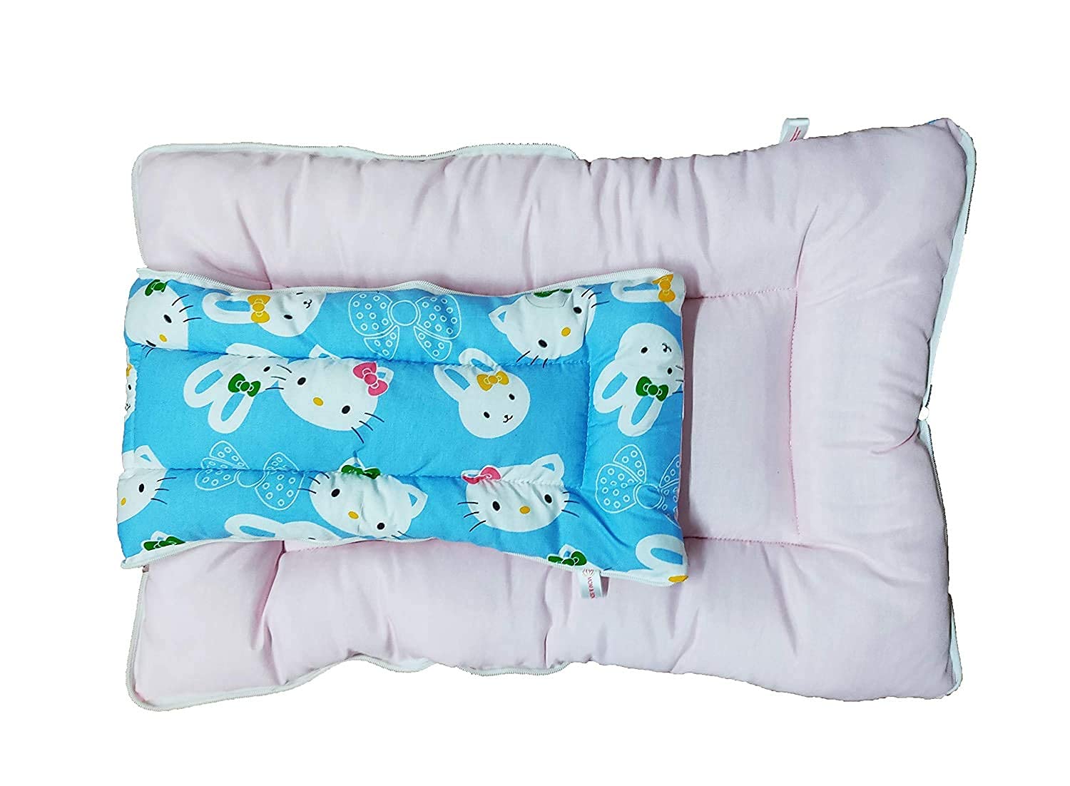 MOM & Son 2 in 1 Baby's Cotton Sleeping and Carry Bag (0-6 Months, Sky Kitty), Lightweight - Image 2 thumbnail