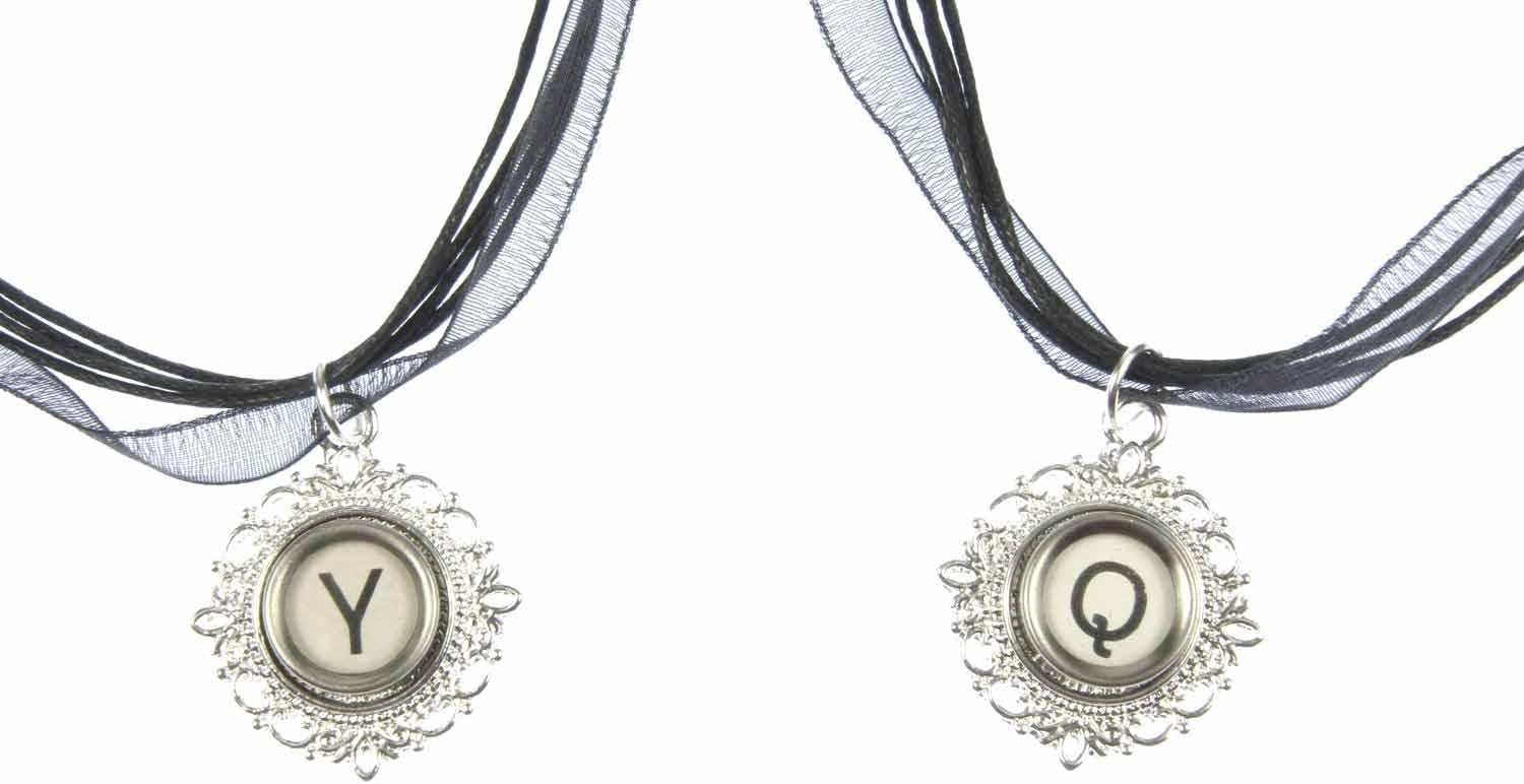 Miniblings Typewriter Keys Chiffon Ribbon 45cm Chosse a Letter Name Initial White