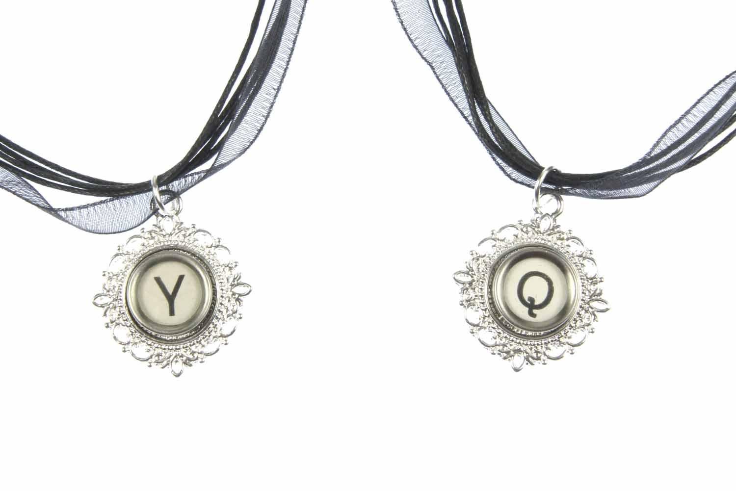 Miniblings Typewriter Keys Chiffon Ribbon 45cm Chosse a Letter Name Initial White, Letter:B