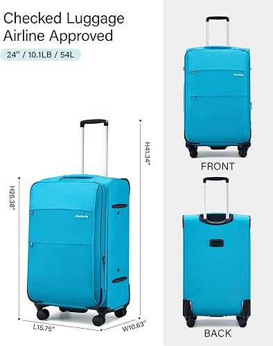 Miniatura 2 de Hanke Juego de equipaje de mano expandible de 16202428 pulgadas 22x14x9 aprobado por aerolíneas, maletas de lado blando con ruedas, equipaje de