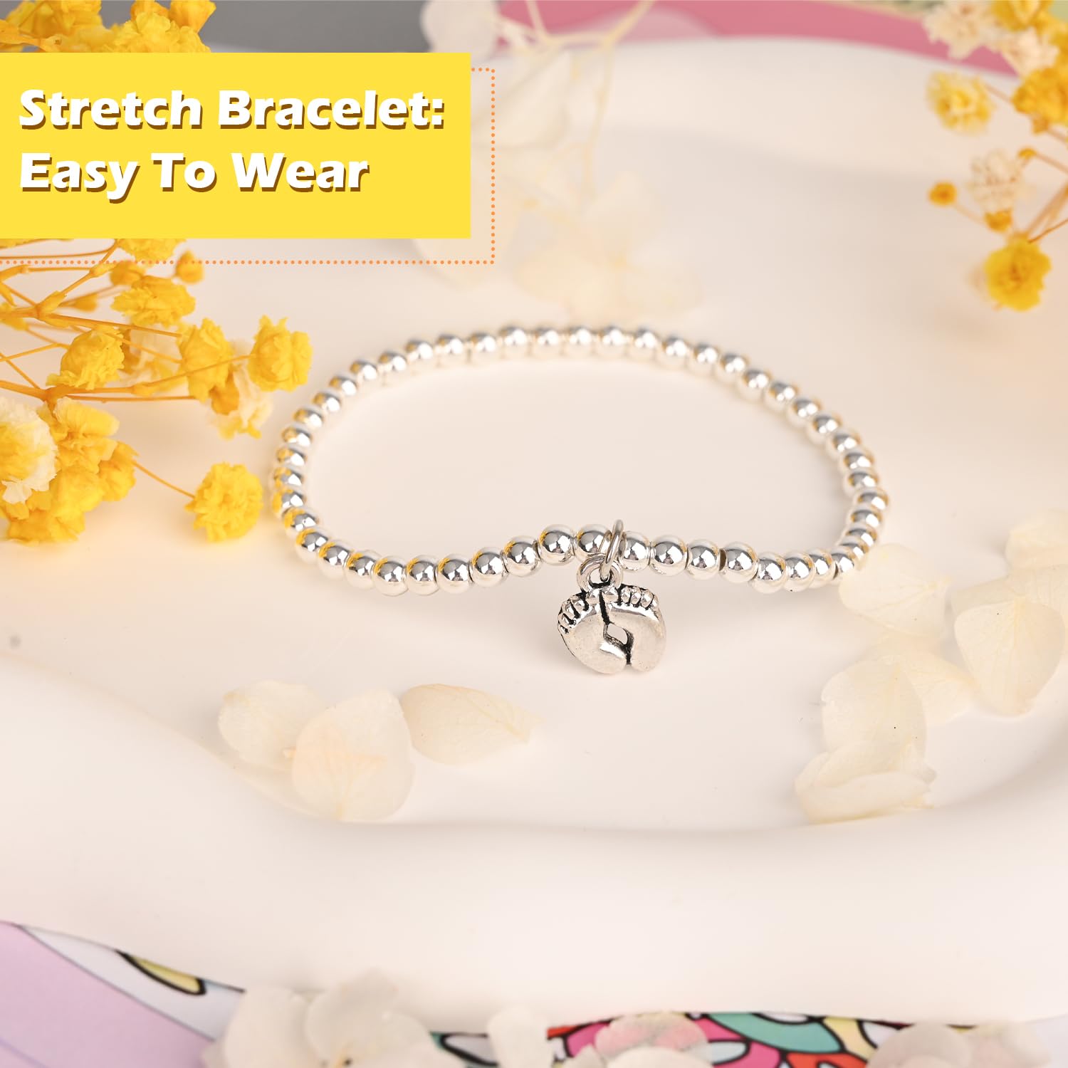 Bracciale Con Ciondolo Piedini Per Futura Mamma – Regalo Baby Shower Sentimentale