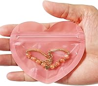 Vista 3 de HRX Package 100 mini bolsas para pequeñas empresas, bolsas de joyería en forma de corazón de 2 x 3 pulgadas, bolsas de Mylar transparentes