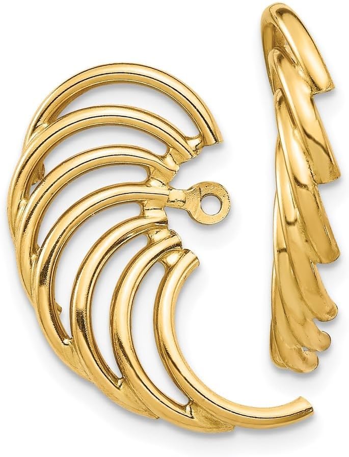 Diamond2Deal 14k Yellow Gold Swirl Shaped Earring Jackets (L- 0.91 in, W- 0.51 in)