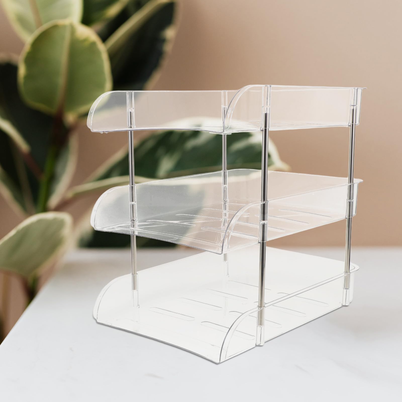 Organizer per Scrivania da Ufficio in Plastica Struttura Robusta a 3 Livelli, Multi-strato Portatile per Documenti e Posta, per Aree di Studio e Lavoro
