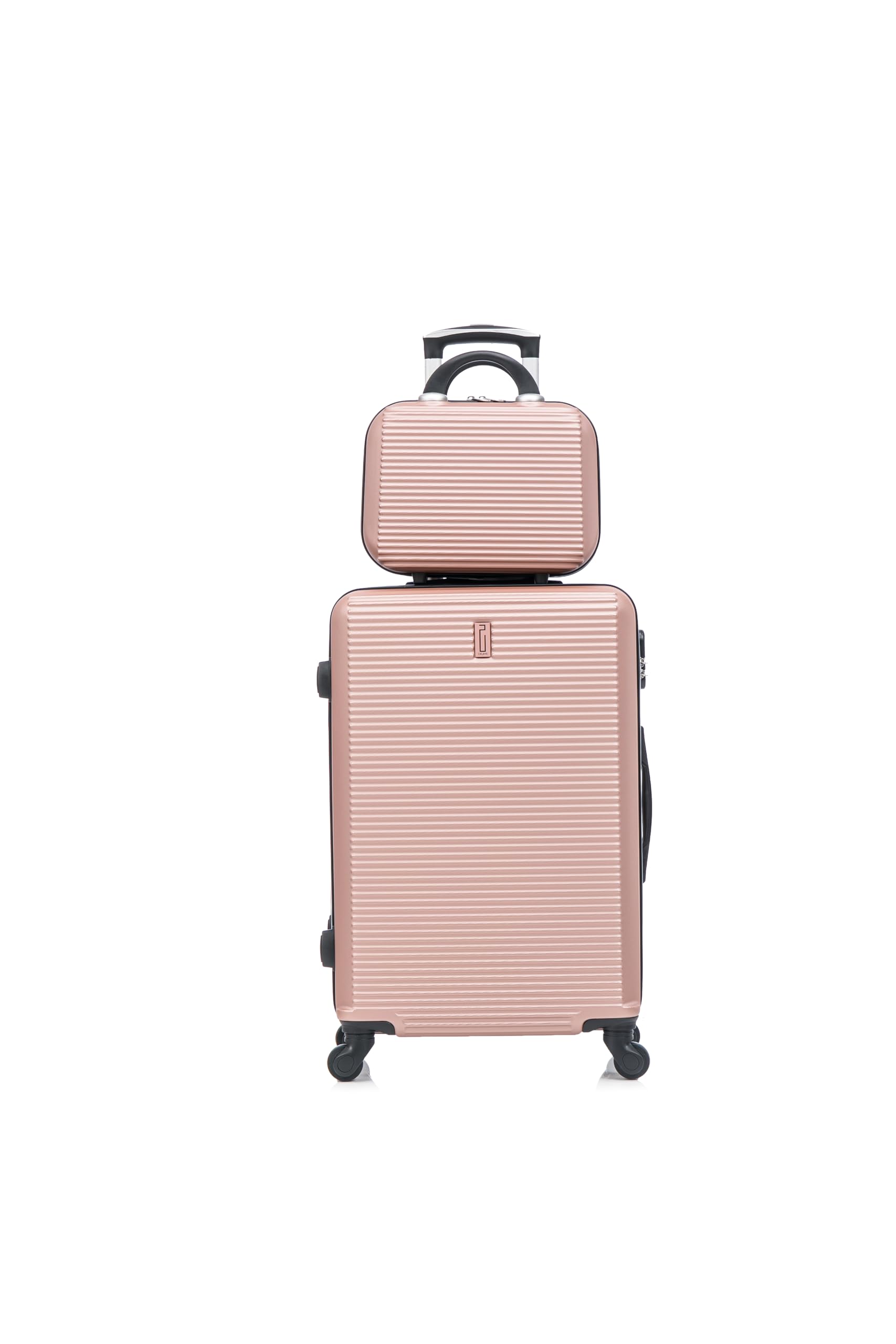 CELIMS - Set Valigie | Valigia Media 20 kg Rigida Oro Rosa + Beauty Case da Viaggio 35cm | Valigia da Stiva 65cm Donna | Trolley Medio 65cm con 4 Ruote