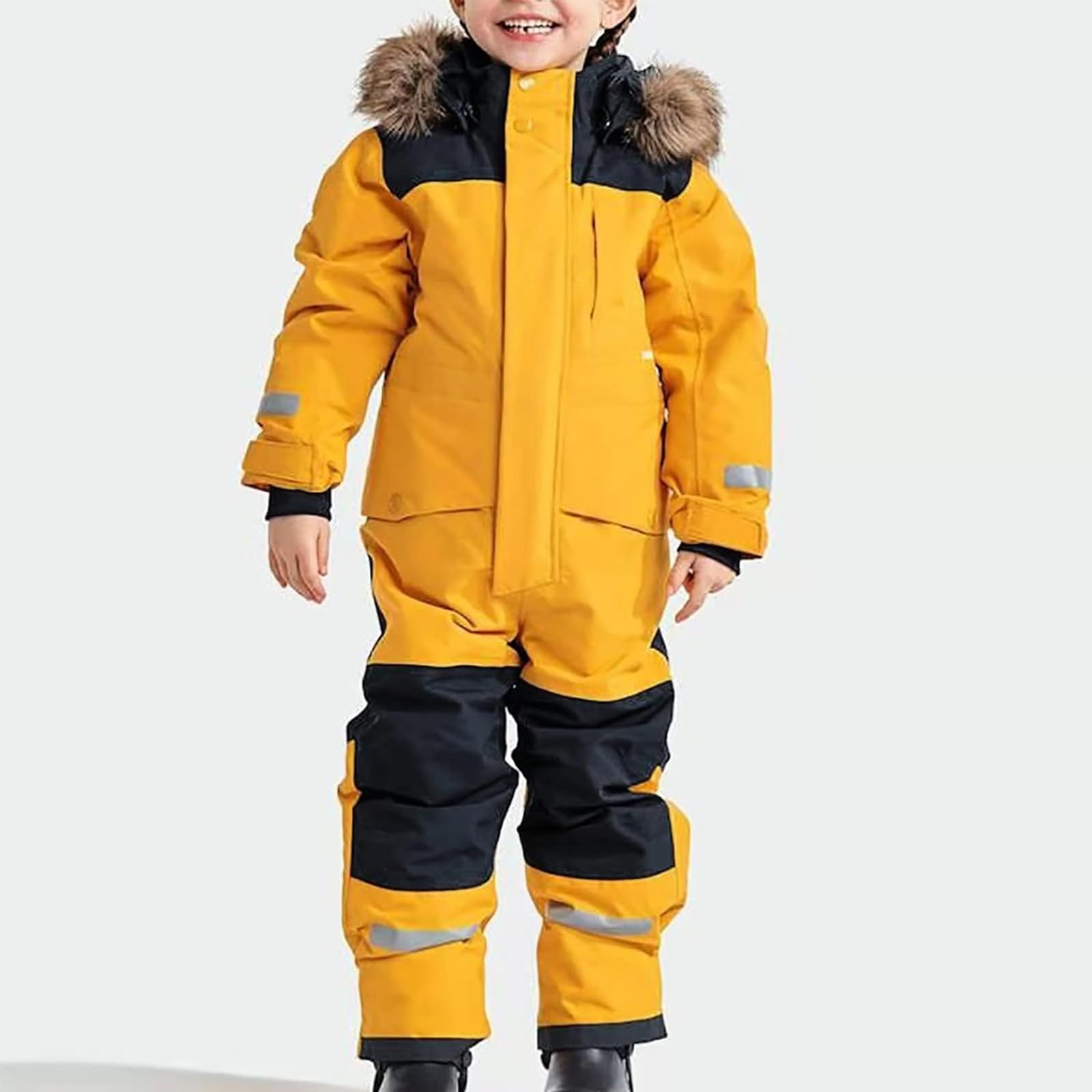 Mono de esquí unisex para niños con capucha, traje de nieve unisex impermeable mono de nieve impermeable transpirable trajes de esquí espesados cálido traje de barro al aire libre softshell