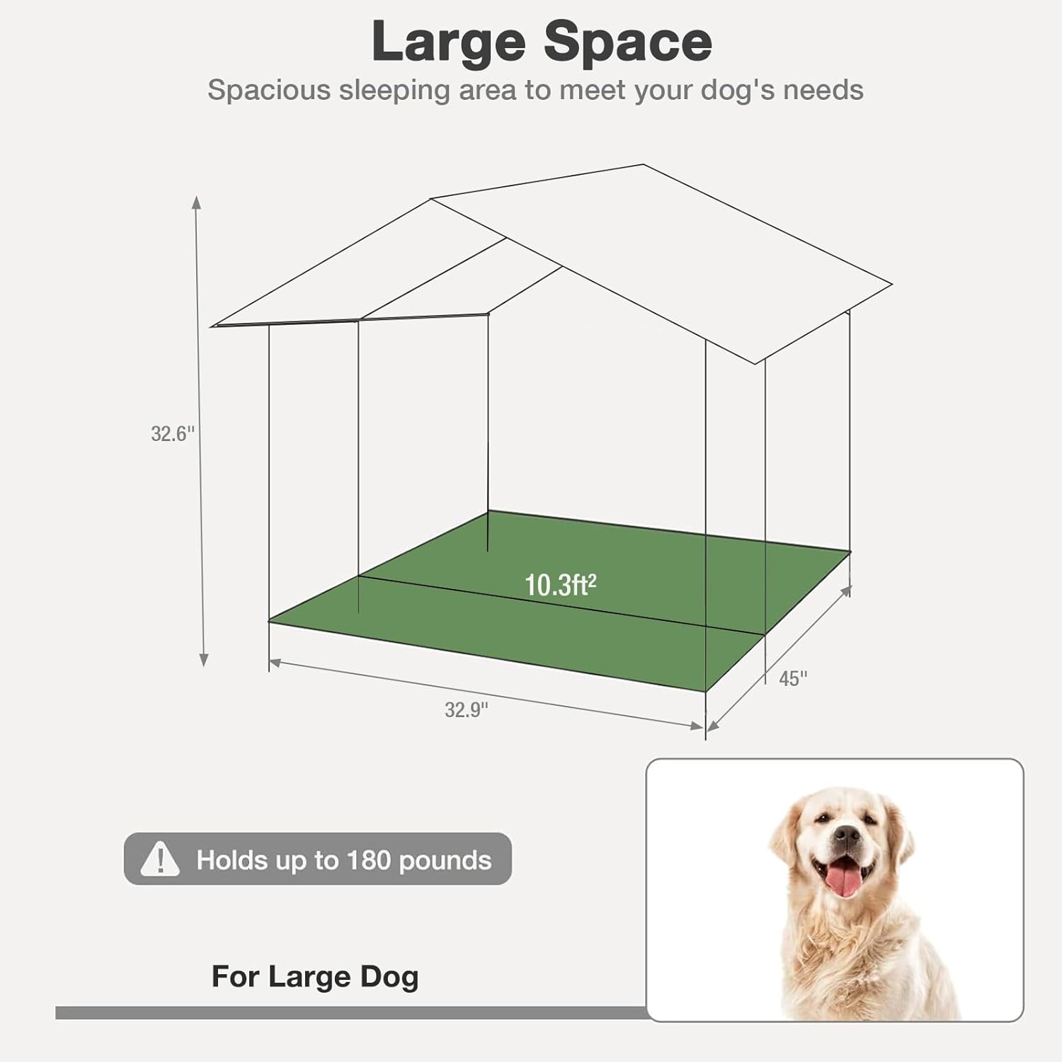Heated Dog House Outdoor with Heating Pad Weatherproof Dog Kennel for Outside with Anti-Chewing Iron Frame for Winter Warm Puppy Shelter with Porch for Small and Medium Dogs