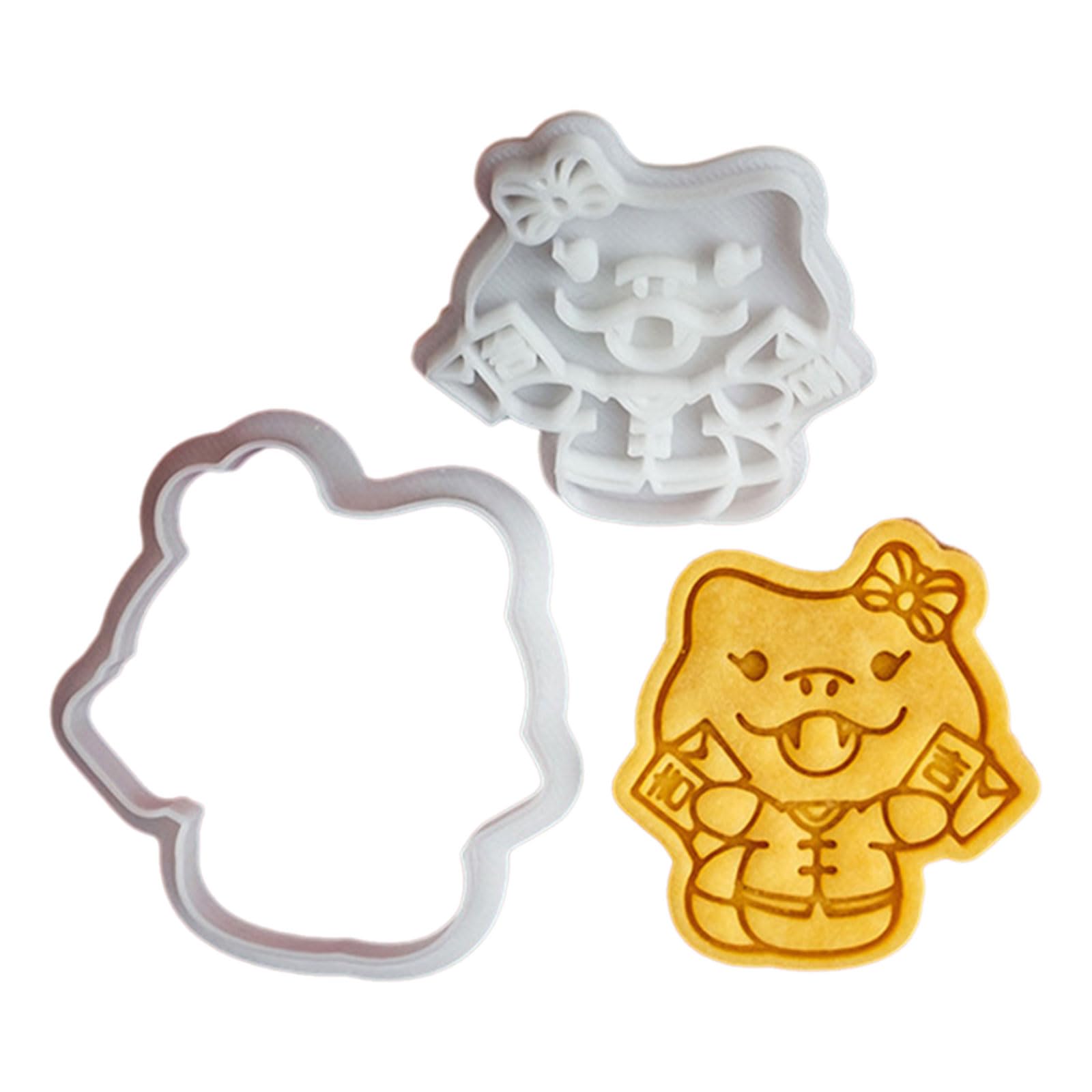 Jazuaiao Good Luck In The Yea New Year Cartoon Snake Cookie Molds Delicate Snake Cookie Stamp Dessert Embossers For Family And Holiday Baking