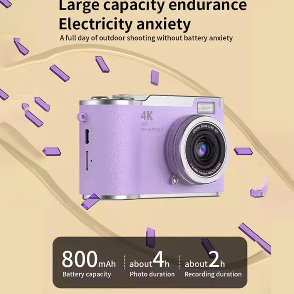 Amazon | 学生向け新型4K CCD 8倍デジタルズームデジタルカメラ 48MP