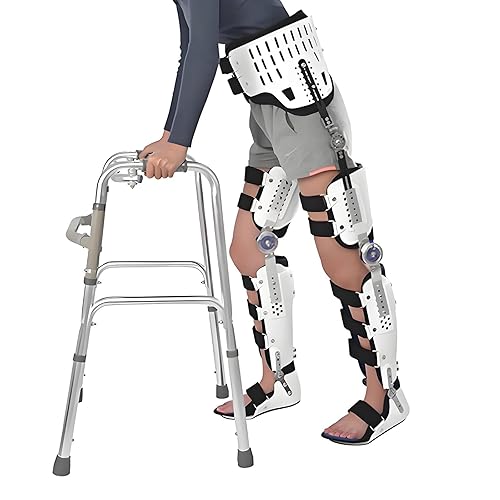 Inmovilizador ortopédico de rodilla, soporte de pierna completa ajustable, soporte de ortesis de cadera, rodilla, tobillo y pie con botas para