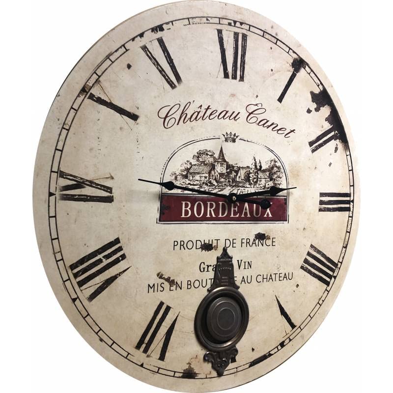 L'Héritier Du Temps Horloge Murale de Salon en Bois Pendule à Balancier de Cuisine Chateau Canet Bordeaux 4x58x58cm