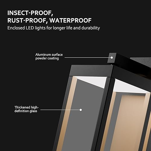 Miniatura 4 de Illumishin Luces de pared para exteriores linterna de pared LED lámpara de pared moderna lámpara de iluminación con acabado negro aluminio IP54 luz