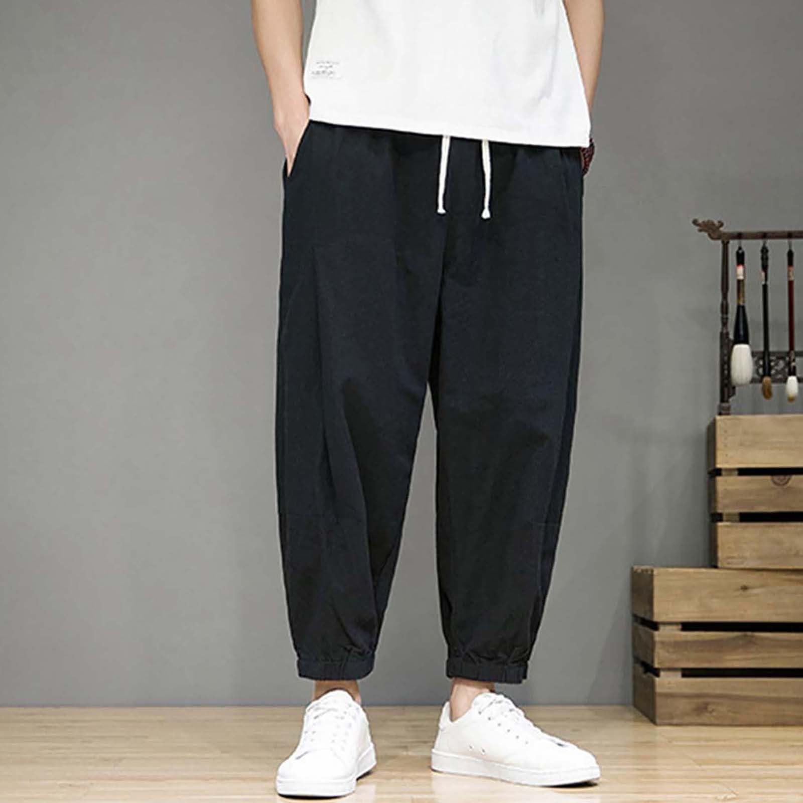 Generico Kirakuco Pantaloni Giapponesi Uomo Donna, Pantaloni Harem Uomo Donna, Harem Pants Larghi Eleganti Pantalone Baggy Lunghi Traspiranti