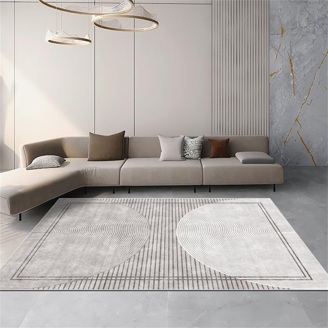 Tapis de salon gris anti-tache pour éviter les sols abîmés