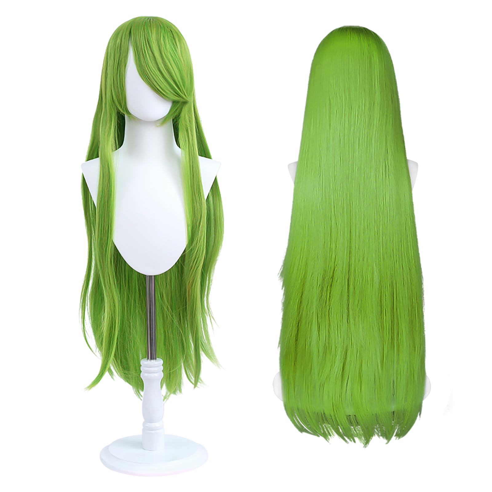 UTIEHD 100cm / 40 Inch Long Wig, Universal Anime Costume Cosplay Wig, Perfect for Party, Daily-Use, Festivals, and Halloween, Great for TV, Film, Anime Game Character Cosplay (lime Green)