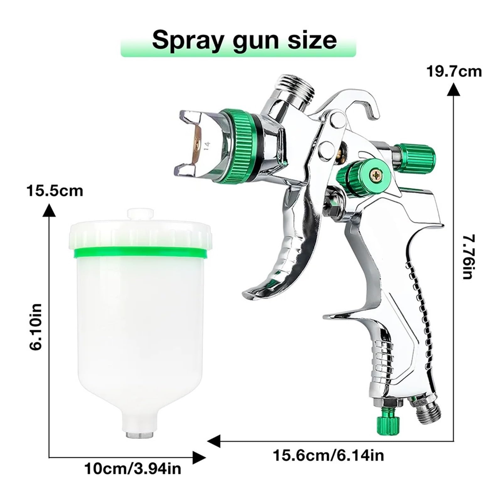 Pistola Rociadora, Pistola pulverizadora HVLP profesional con boquilla de acero 1,4/1,7/2,0/2,5 mm, pistola gravedad for pintura en aerosol DIY(1.4-1.7-2.0-2.5mm)