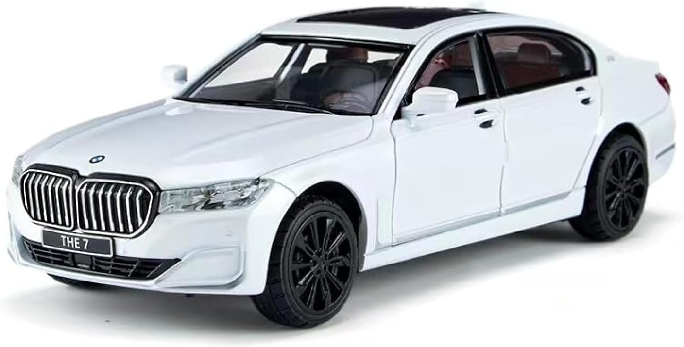 BDTCTK 1/24 Compatible for 760 Model Car, Zinc Alloy Pull Back Toy car with Sound and Light for Kids Boy Girl Gift(White)