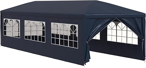 Vista 77 de vidaXL Tienda de campaña para fiestas al aire libre, 9 pies 10 pulgadas x 9 pies 10 pulgadas, resistente a los rayos UV y al agua, carpa de jardín