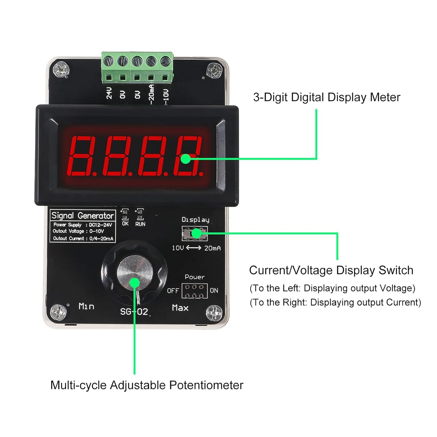 Digitaler Signalgenerator, 0‑10V 0‑20mA Spannungsstromsignalgenerator Stromspannungssimulator, Handheld Einstellbare Stromspannung signal generator Analoger Signalquellenkalibrator für SPS Debugging