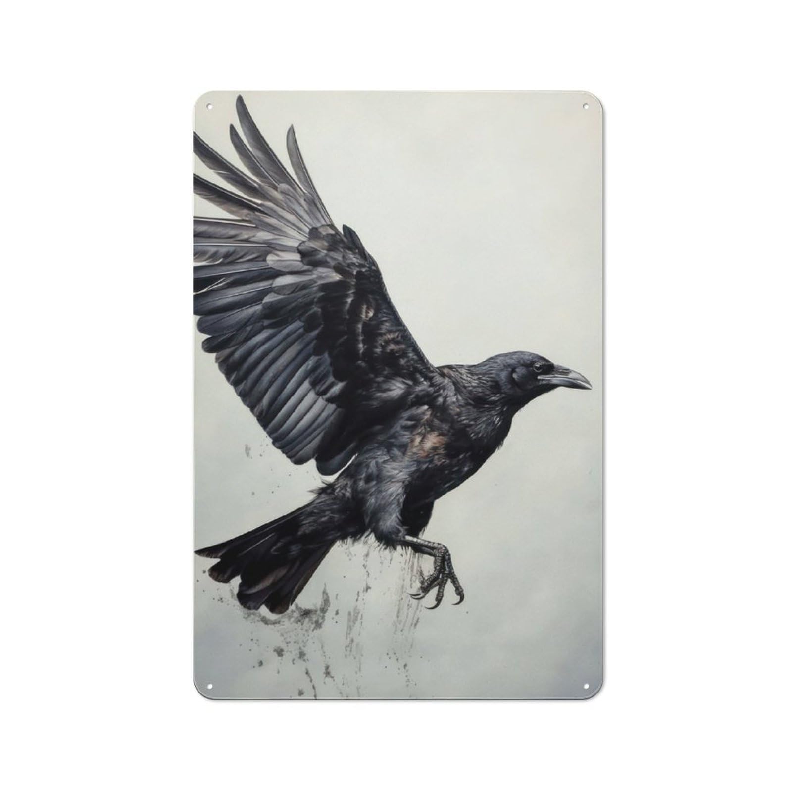 Junmoney Majestic Raven Flying For Lounge Or Reading Corner, Retro Metal Sign 30X20cm, For Metal Sign Collectors, For Garage And Workshop Walls