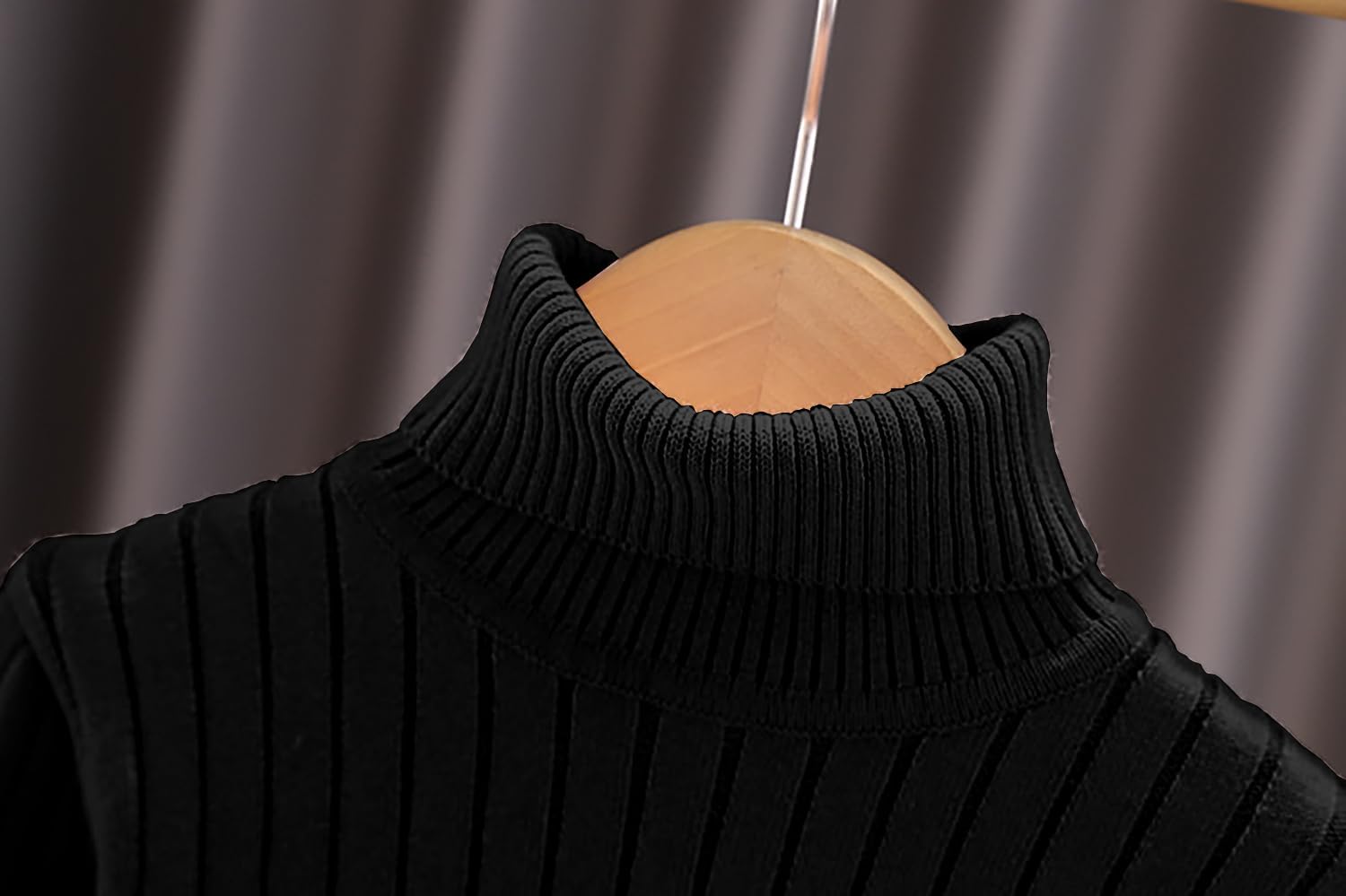Toddler Boys Turtleneck Knit Sweaters Toddler Girls High Collar Pullover Sweater Size 2-7T - Image 2