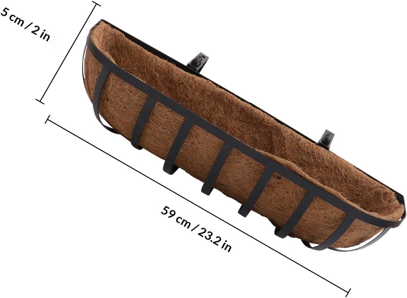 TIDTALEO Coconut Palm Hanging Basket with Iron Frame 24-inch Wall Mounted Flower Container for Balcony and Patio Planter Decoration