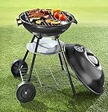 Kugelgrill mit abnehmbarem Deckel Standgrill Holzkohle Rund Grill Garten Terrasse Holzkohlegrill BBQ Rundgrill Grillrost Grillwagen Picknickgrill Barbecue Picknick Balkon