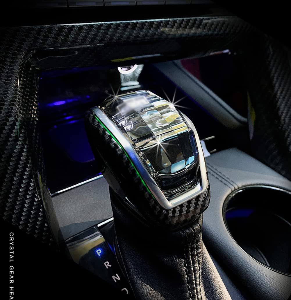 QHCP Crystal Gear Shift Knob Head Cover Shift Handle Gear Lever for Toyota RAV4 Camry Harrier Highlander Kluger VENZA (Carbon Fiber Pattern, for RAV4)