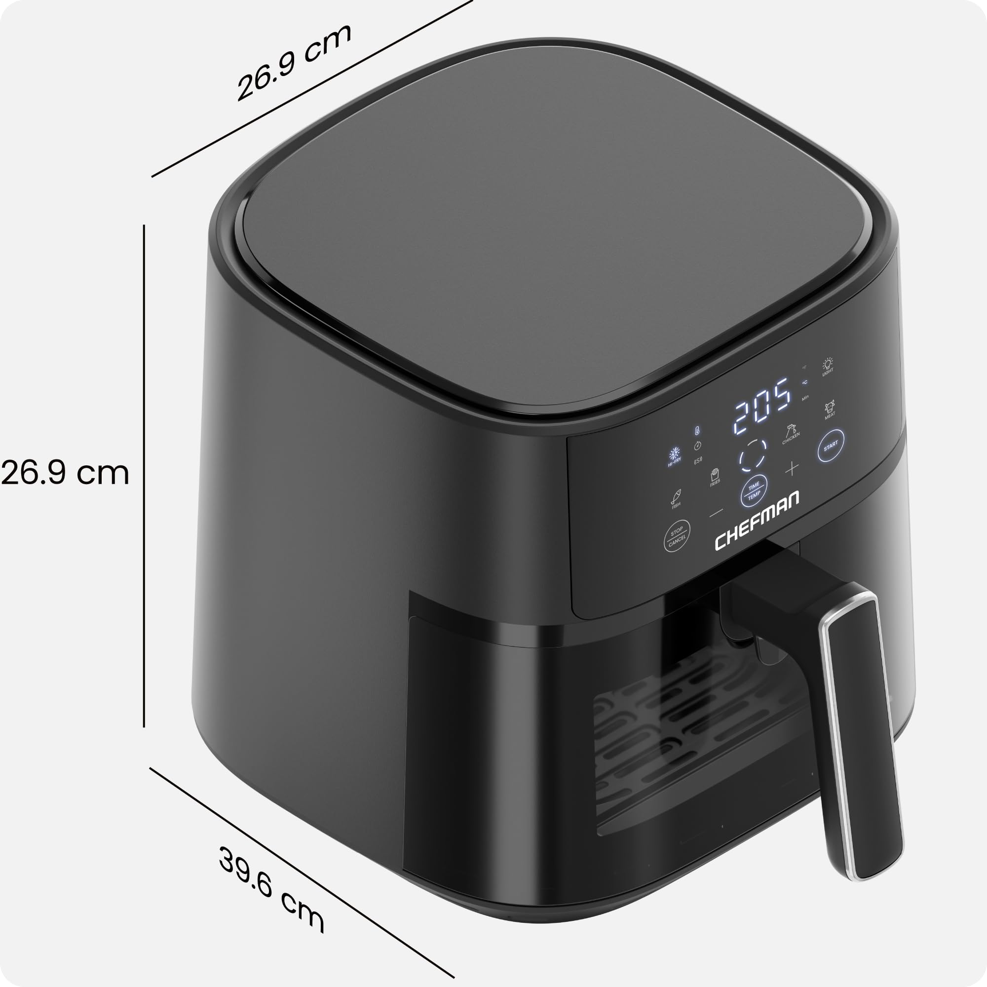 Chefman Friggitrice ad Aria Compatta 5,7L, Hi-Fry | Tecnologia ad Alta Frittura, frittura ad aria, finestra Easy View
