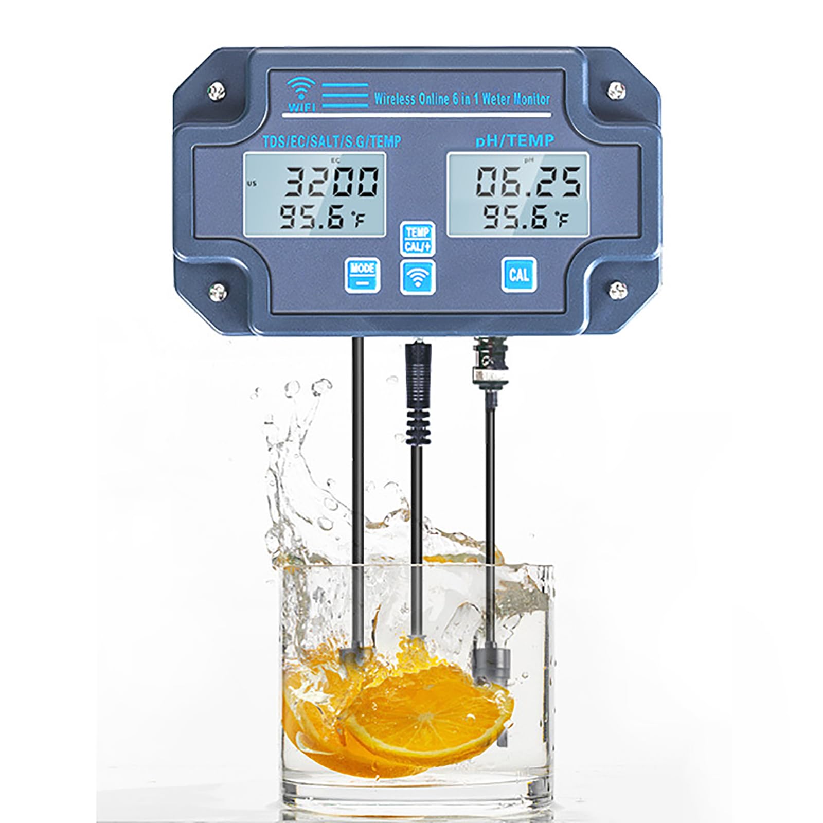 Monitor de calidad del agua, probador de calidad del agua multiparámetro, medidor de PH/EC/Salt/TDS (PPM)/temperatura/S.G con función de calibración automática, monitoreo en tiempo real y
