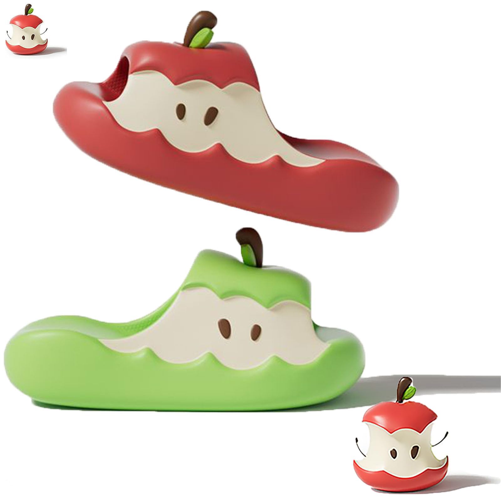 Apples Slippers for Women Men, 3D Cute Cartoon Apples Shaped Sandals Non-Slip Sole Slides Beach Sandals